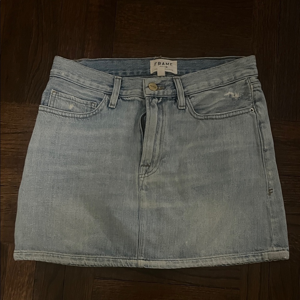 Frame Denim Light Blue Mini Skirt